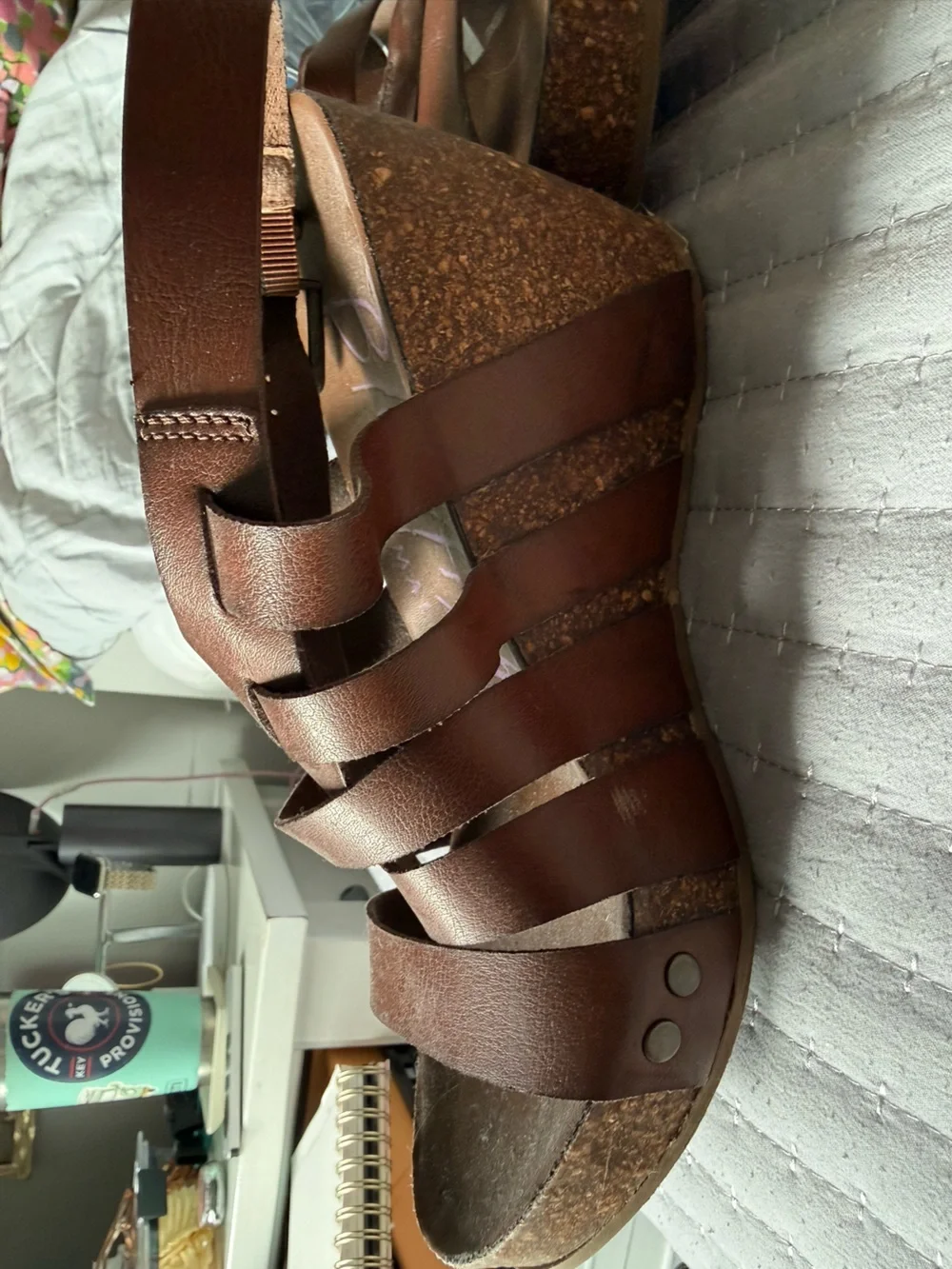 Blowfish Brown Leather Wedge Sandals